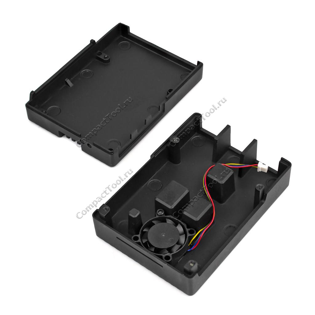 Корпус для Raspberry Pi 5 большой алюминиевый радиатор с кулером, черный