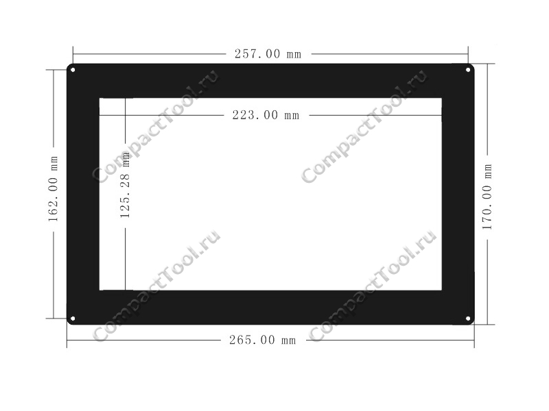 Размеры экрана 10.1 дюйма LCD (H), без рамки