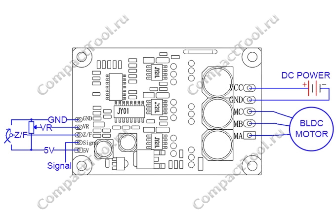 Драйвер бесколлекторного двигателя схема