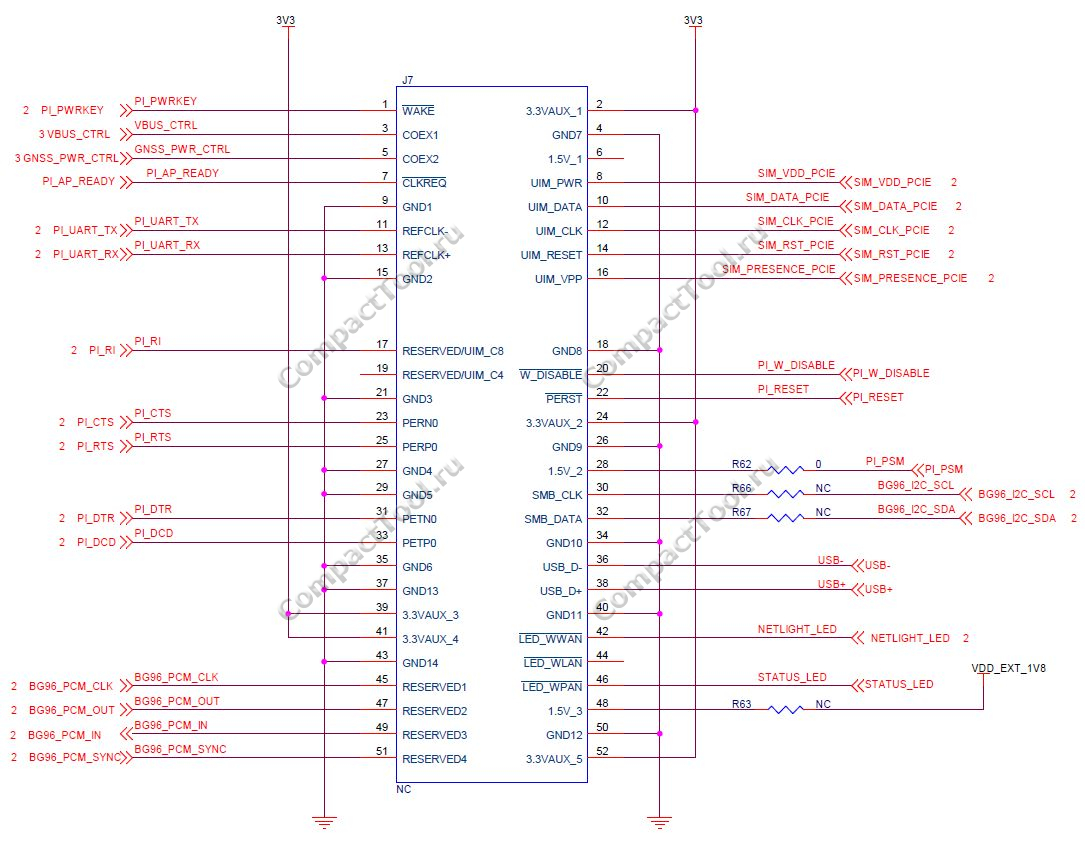 Принципиальная схема интерфейса PCIe модуля RAK8213