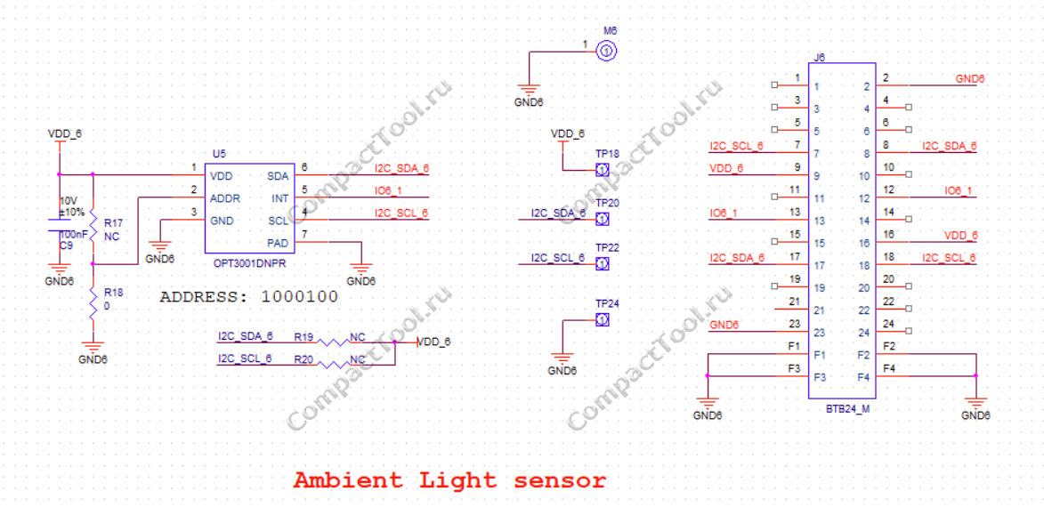 Принципиальная схема RAK1901 Ambient Light Sensor