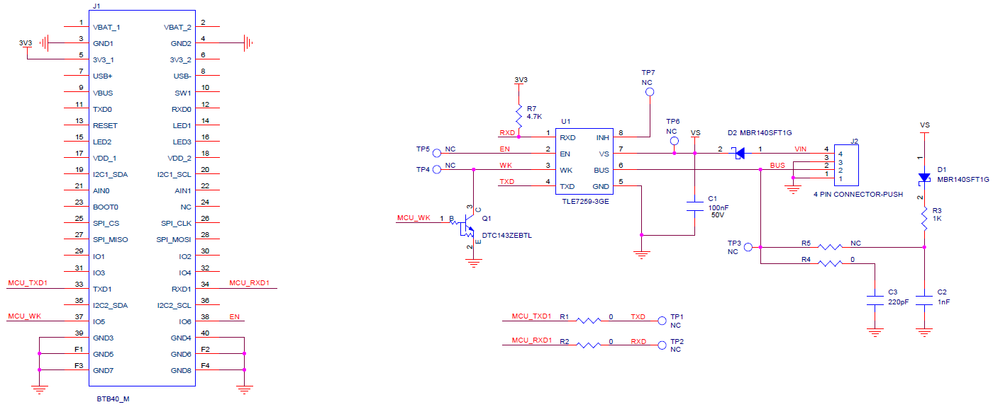 Электрическая принципиальная схема модуля RAK13005 WisBlock Interface