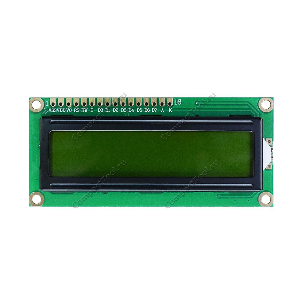 Дисплей символьный LCD1602 с желтой подсветкой