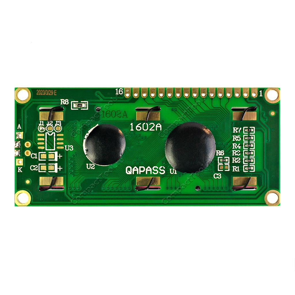 Дисплей LCD1602 с кириллицей черные символы желто-зеленый фон
