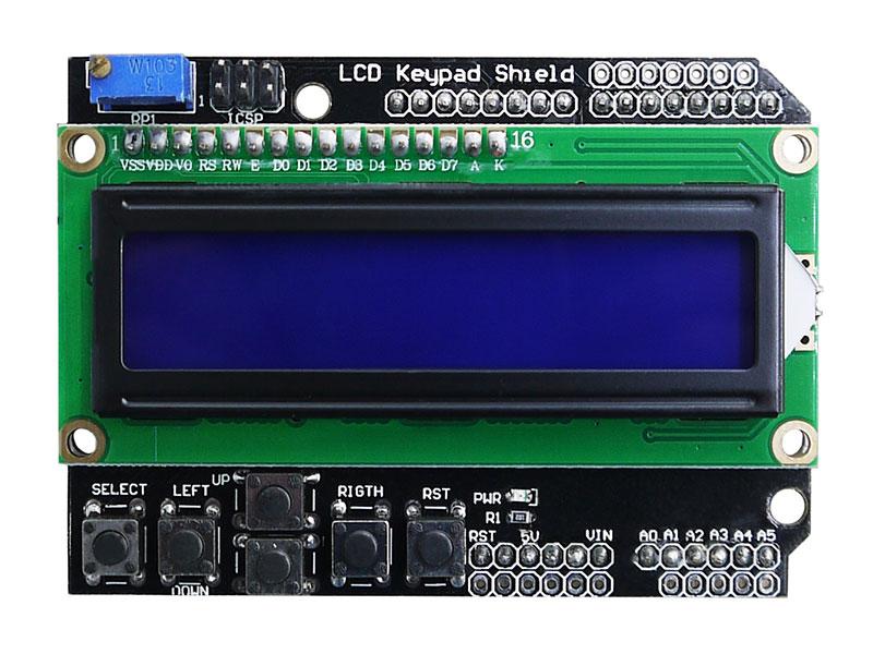 Дисплей символьный LCD1602 с синей подсветкой с кнопками