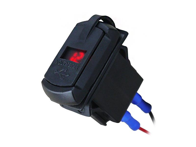 Встраиваемый  USB-адаптер 2 х 5В 4,2А с вольтметром, красный дисплей
