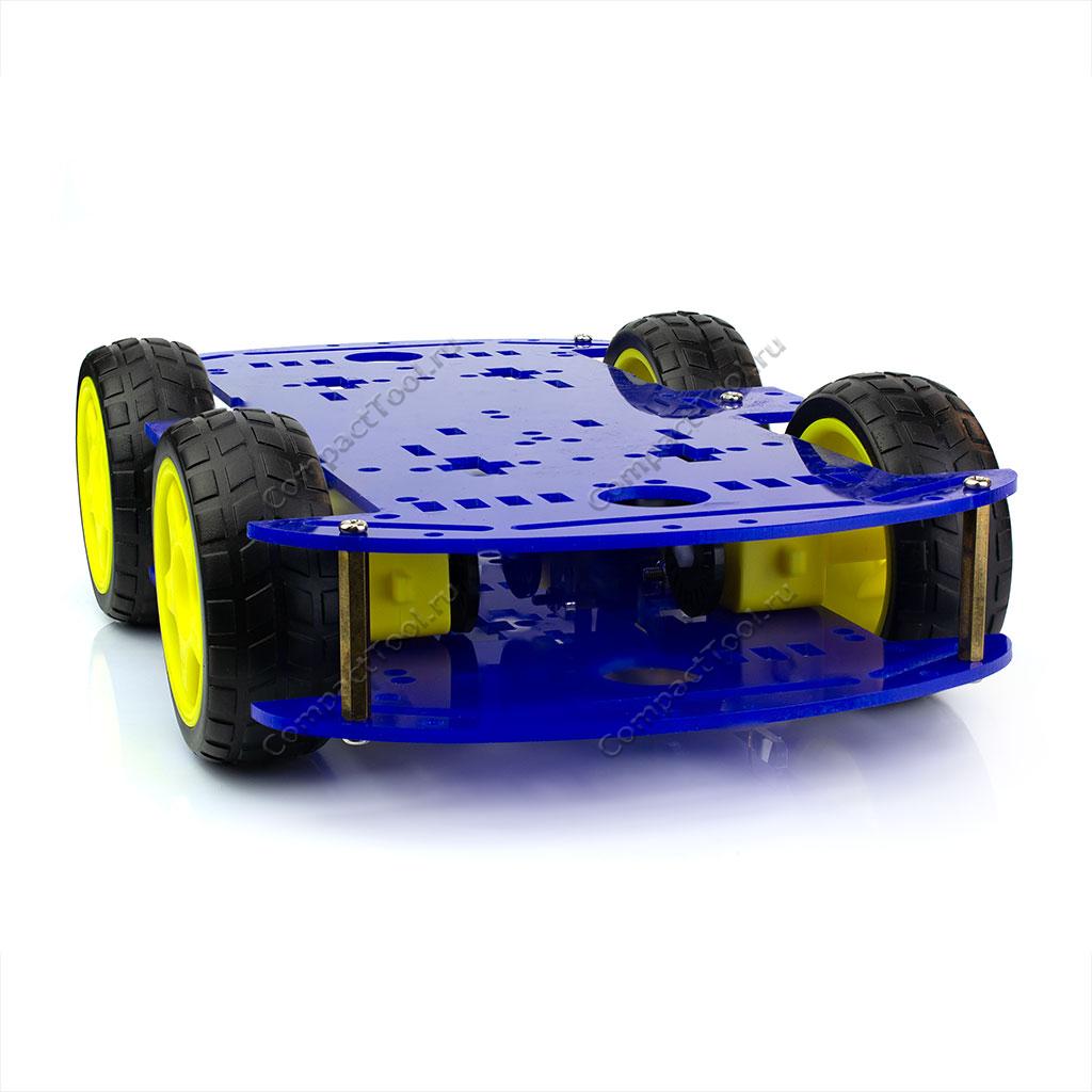 Конструктор DIY 4-х колесная двух-слойная платформа (синяя)