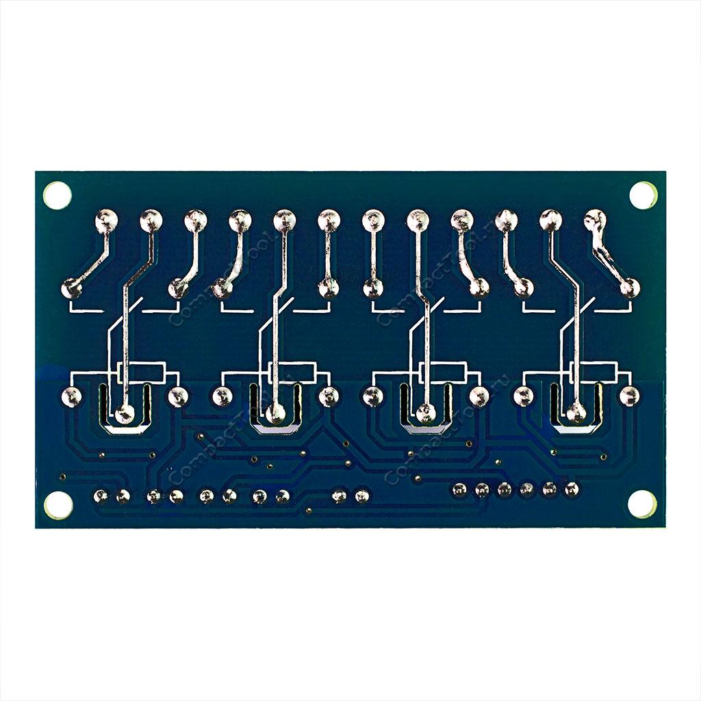Модуль реле 12V на 4 канала Высокий уровень
