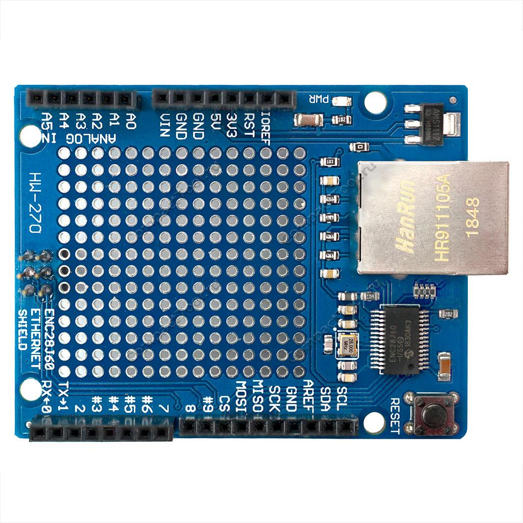 Купить shield ENC28J60 для Arduino в Москве - цены, примеры, описание, доставка в ╦ CompactTool