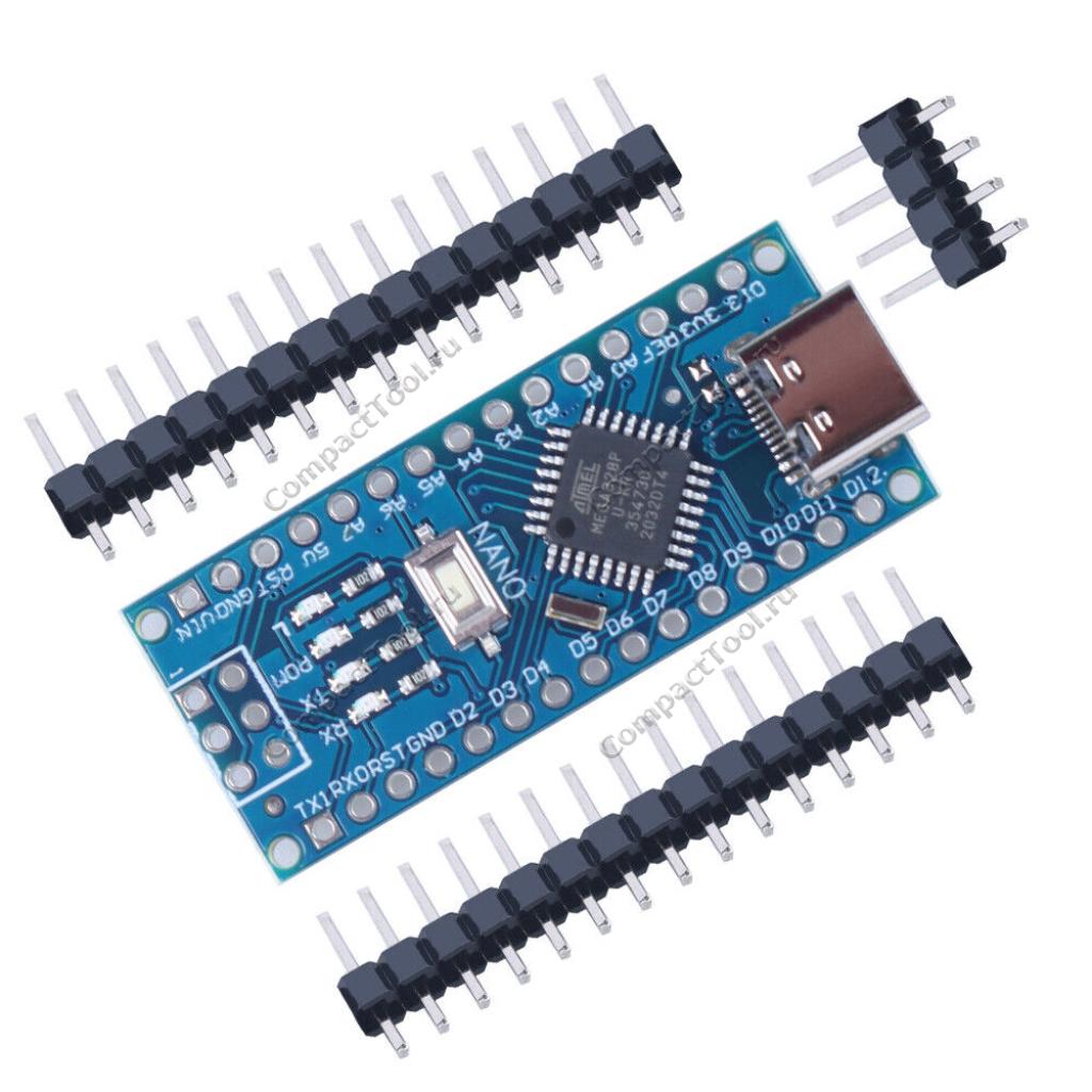 Nano V3.0 (CH340) ARDUINO Type-C чип ATmega328 (пины не распаяны)