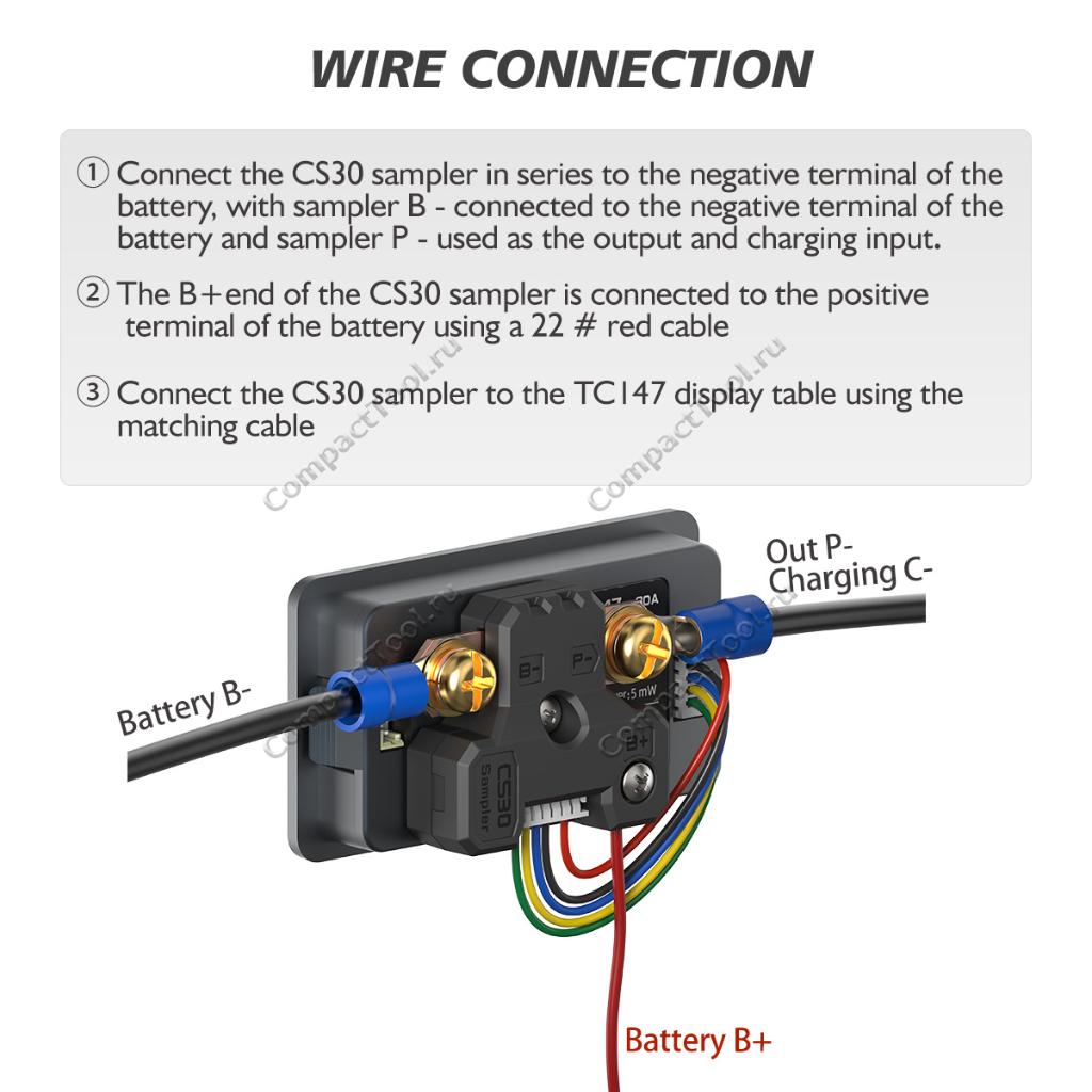 Кулонометр BAIWAY TC147 с шунтом CS30 (6-60V 0-30A)