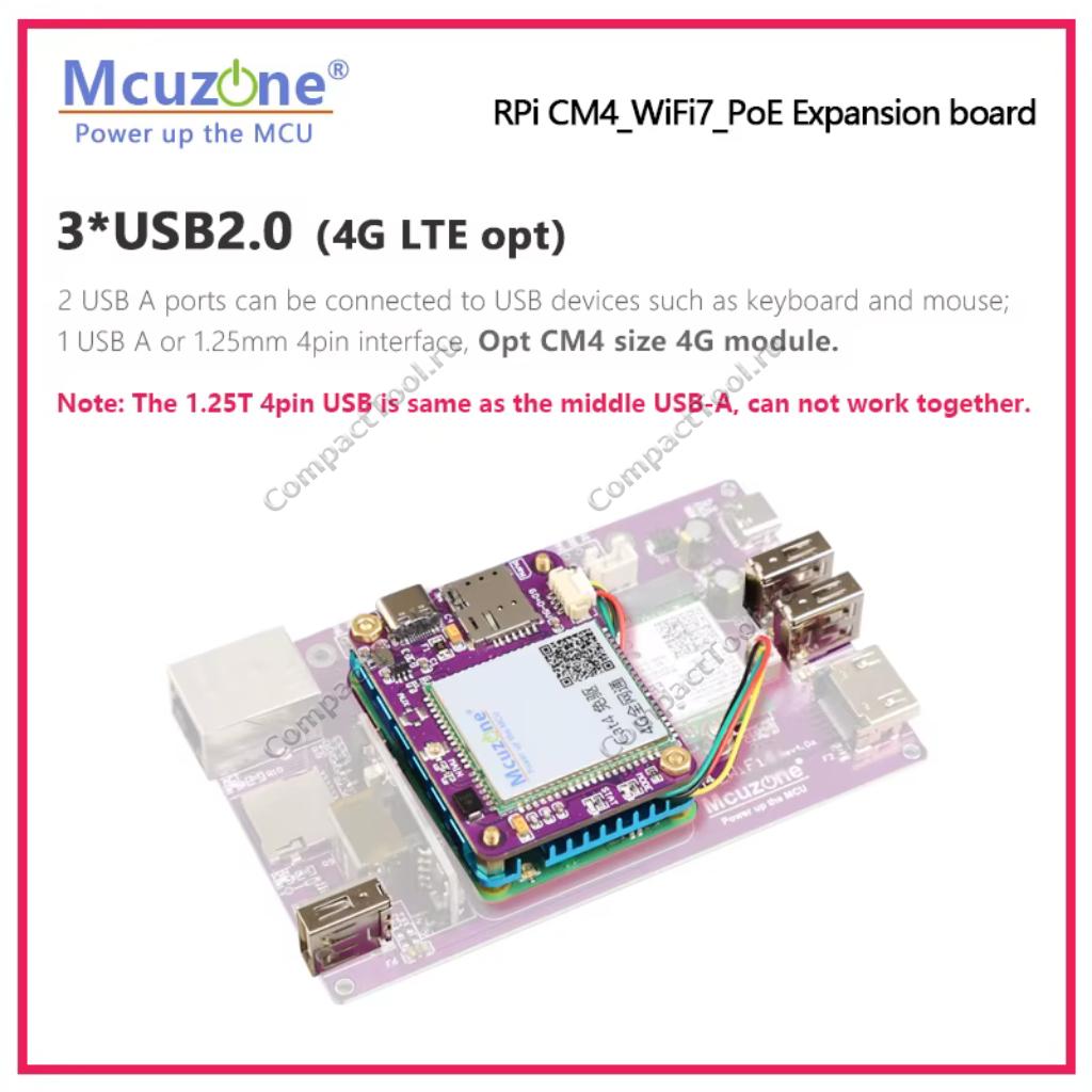 Плата расширения Mcuzone CM4-WiFi7-PoE