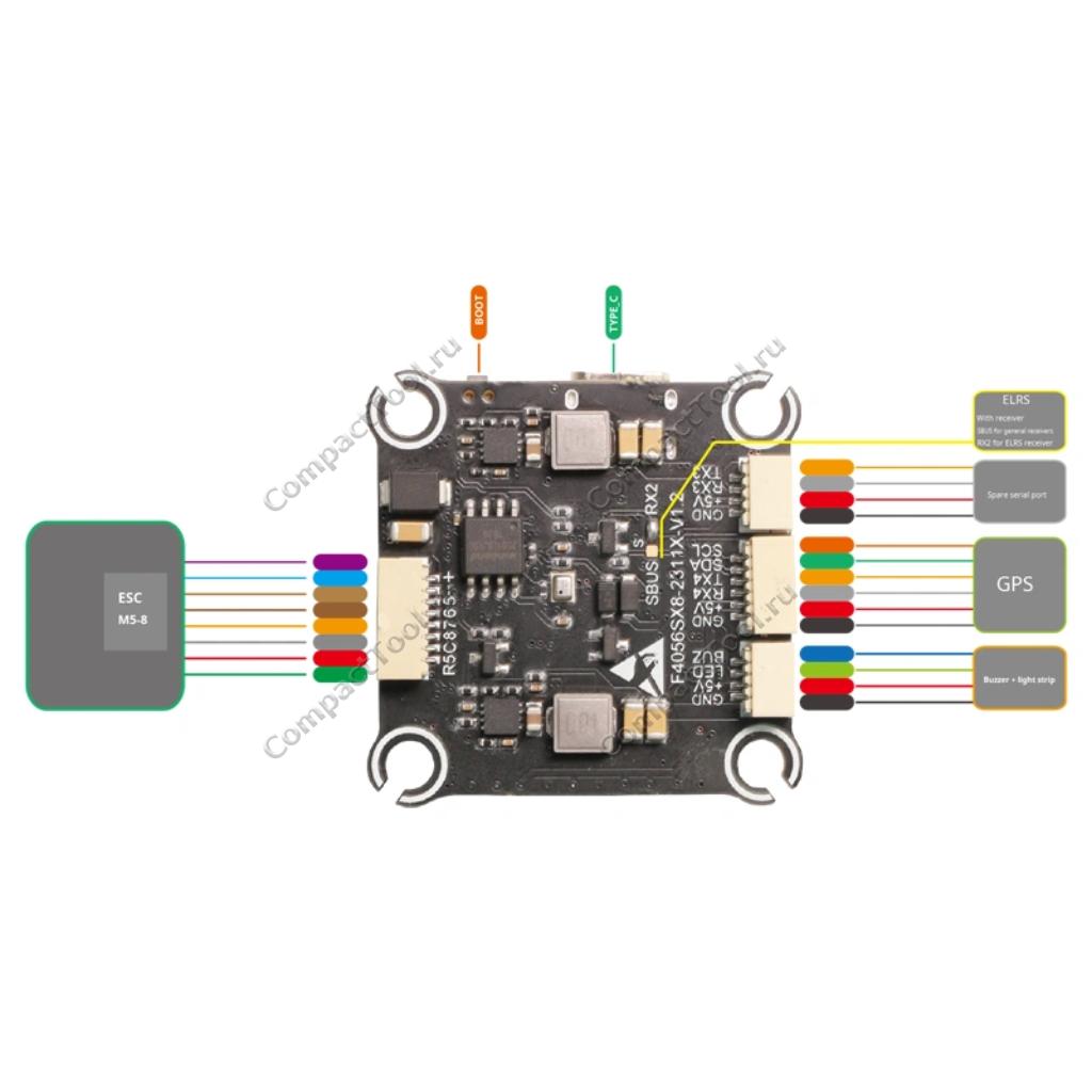 F405 BL32 70A STACK, полетный контроллер с платой электронного регулятора скорости