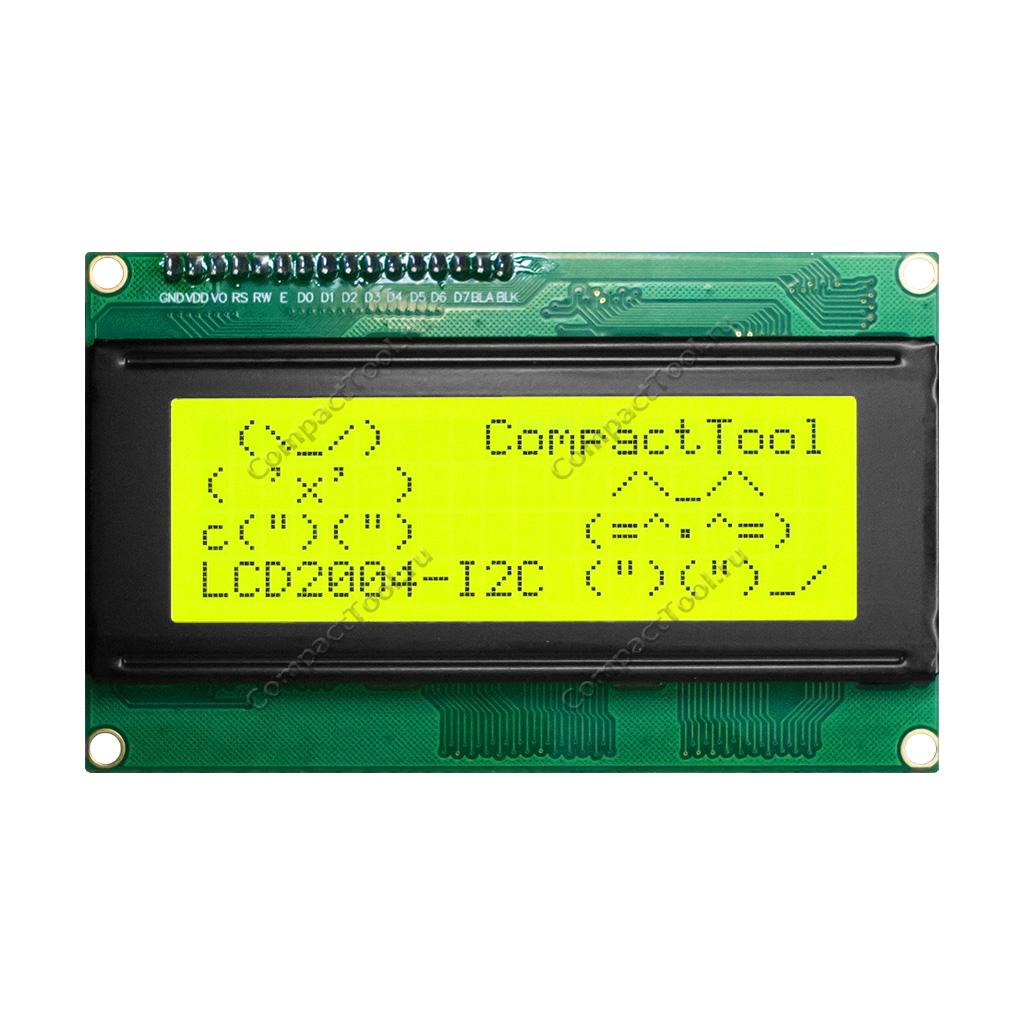 LCD2004-I2C Дисплей ЖК символьный, черный/желтый
