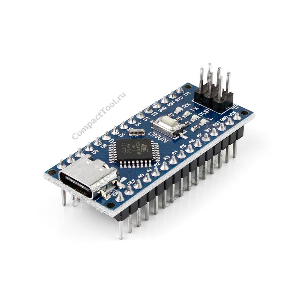 ARDUINO Nano V3.0 (CH340) Type-C чип ATmega328 ПИНЫ распаяны
