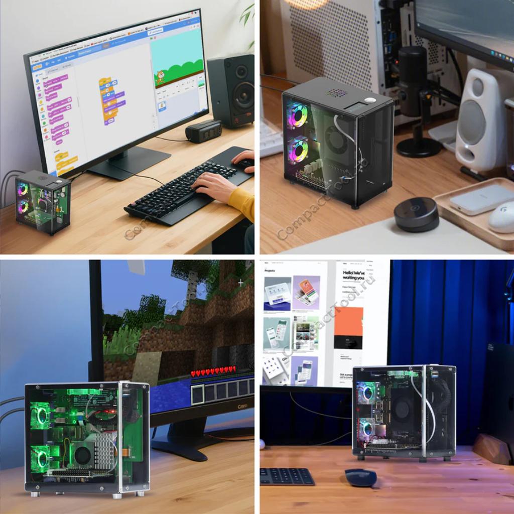 Корпус Mini PC Case c 1.3 дюймовым OLED экраном для Raspberry Pi 5