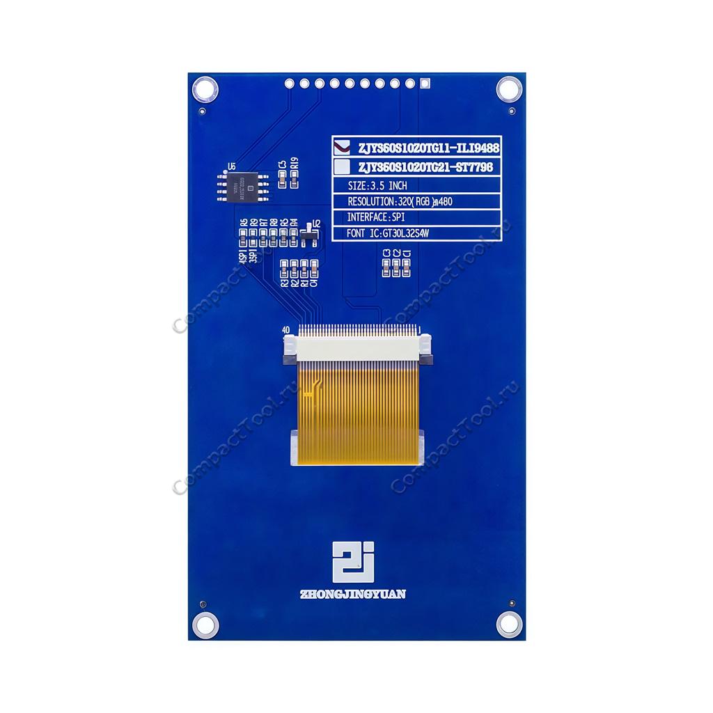 Дисплей 3.5'' TFT ILI9488 SPI 320х480 с матрицей шрифтов