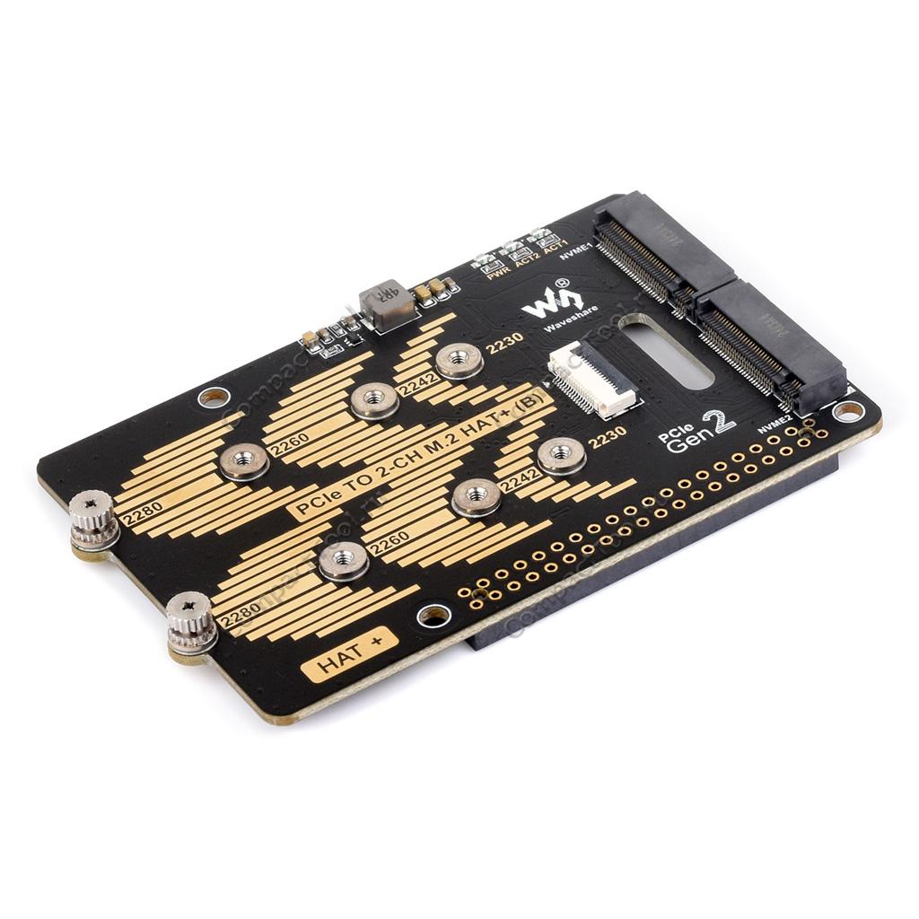PCIe TO 2-CH M.2 HAT+ (B) Waveshare Адаптер 2-канальный для Rapsberry Pi 5