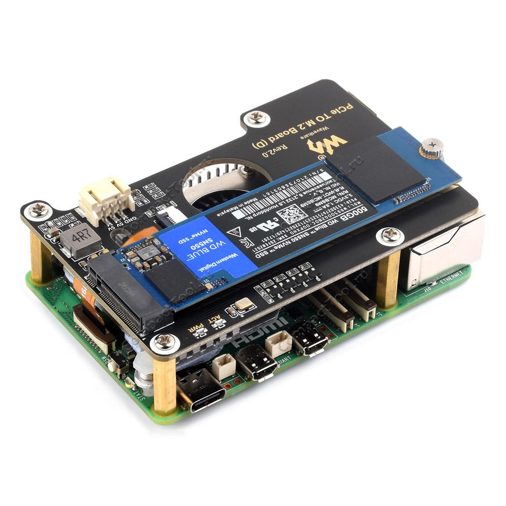 PCIe TO M.2 Board (D) Waveshare Адаптер NVME M.2 для Raspberry Pi 5