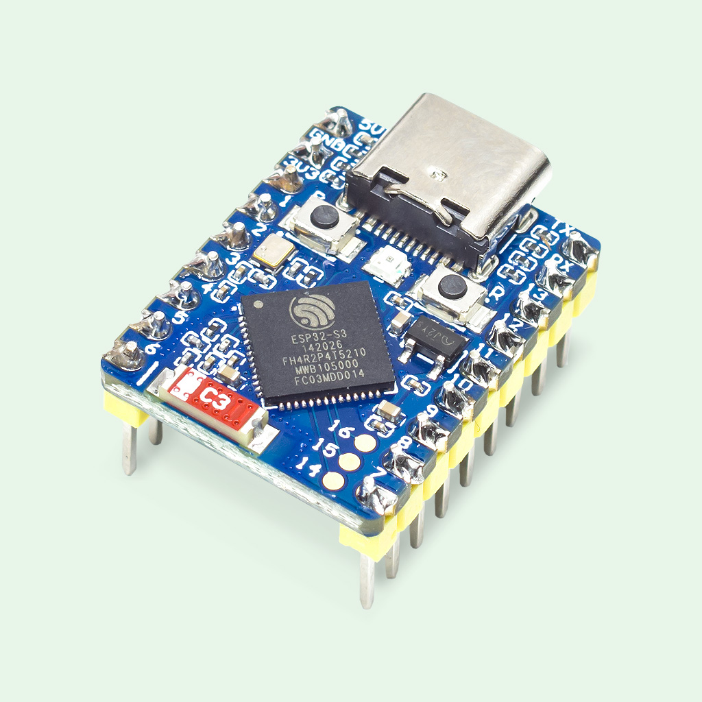 Плата разработчика ESP32-S3-Zero-M с распаянными межплатными соединителями