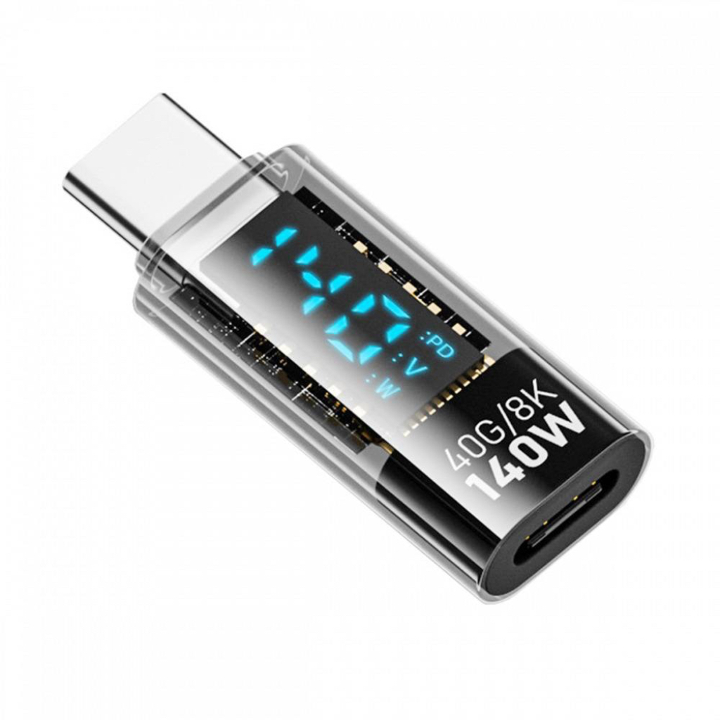 Переходник-тестер с дисплеем Type-C (M) -> Type-C (F) UC-097-MF