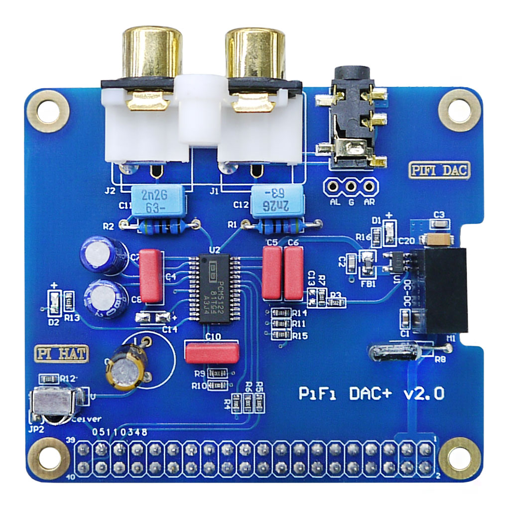 PIFI DAC+ V2.0 HAT Аудиомодуль звуковая карта ЦАП PCM5122 с корпусом для Raspberry Pi